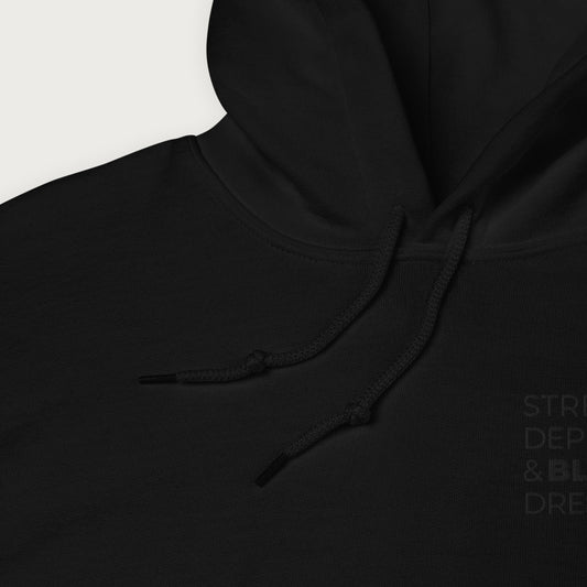 Stressed, Depressed & Black Dressed - Black on black Hoodie
