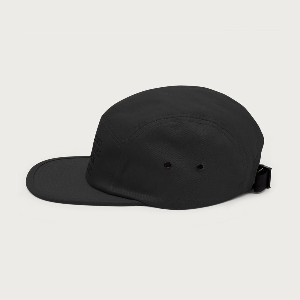 Stressed, Depressed & Black Dressed - 5 Panel Hat- Black on black