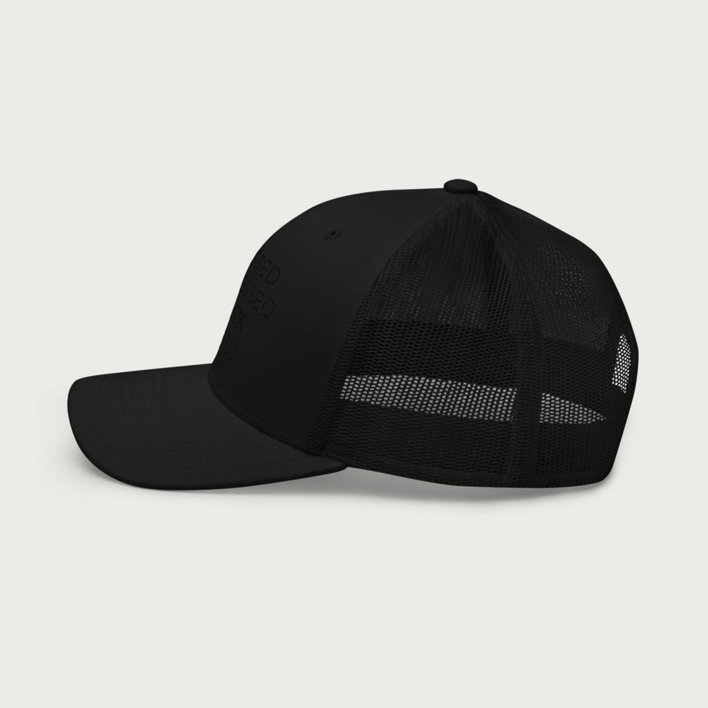 Stressed, Depressed & Black Dressed - Trucker Hat, All Black
