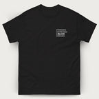 Stressed, Depressed & Black Dressed - White text on black T-shirt