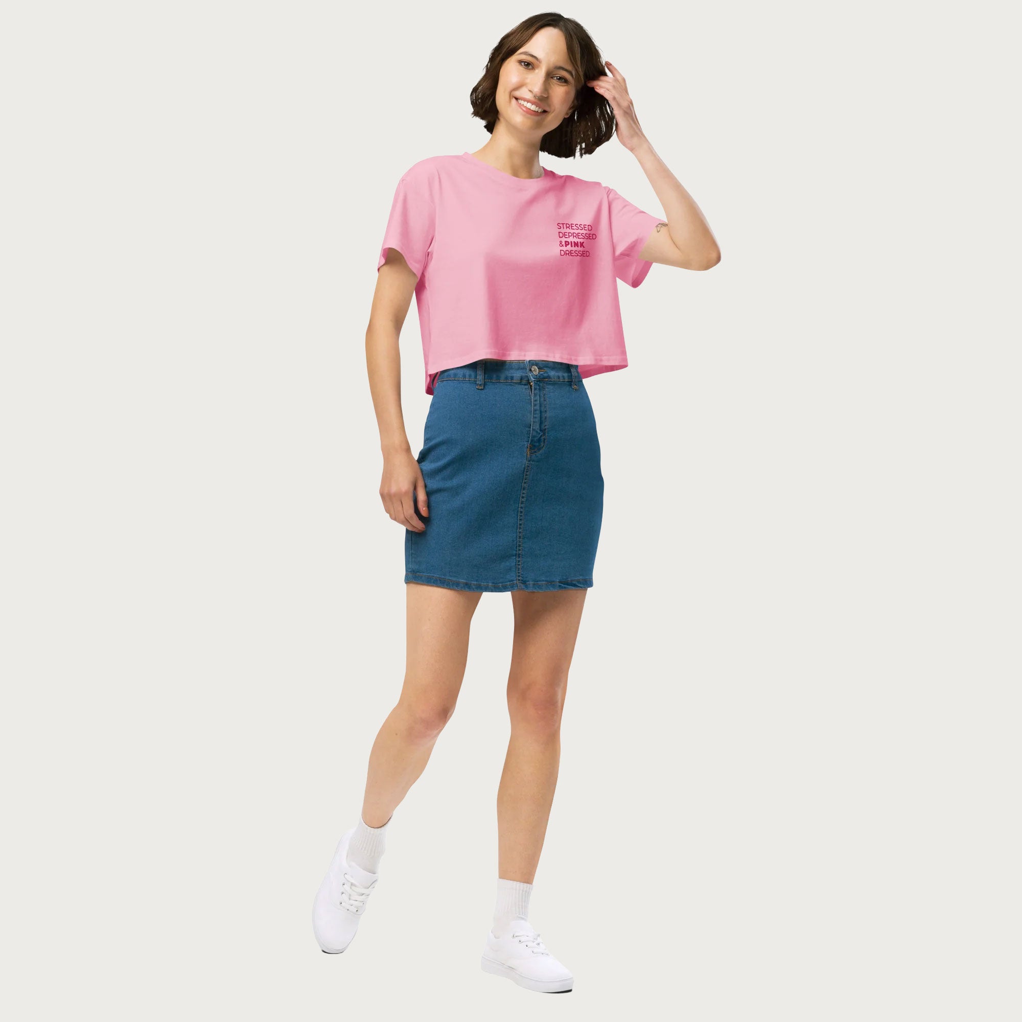 Stressed, Depressed & Black Dressed - All Pink - Crop top da donna