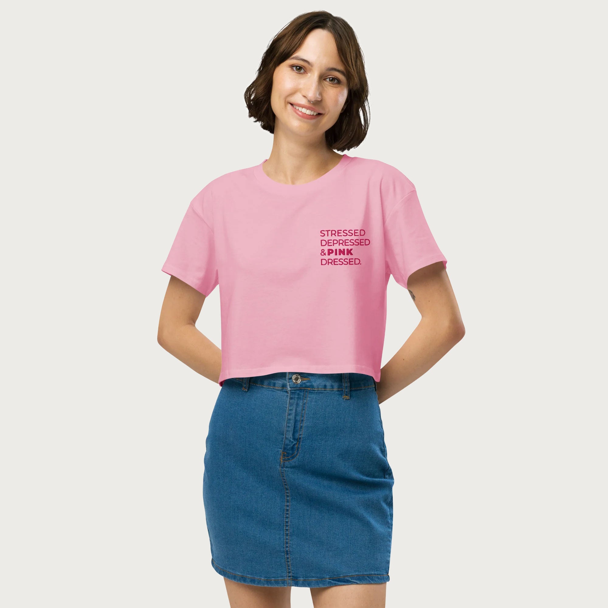 Stressed, Depressed & Black Dressed - All Pink - Crop top da donna