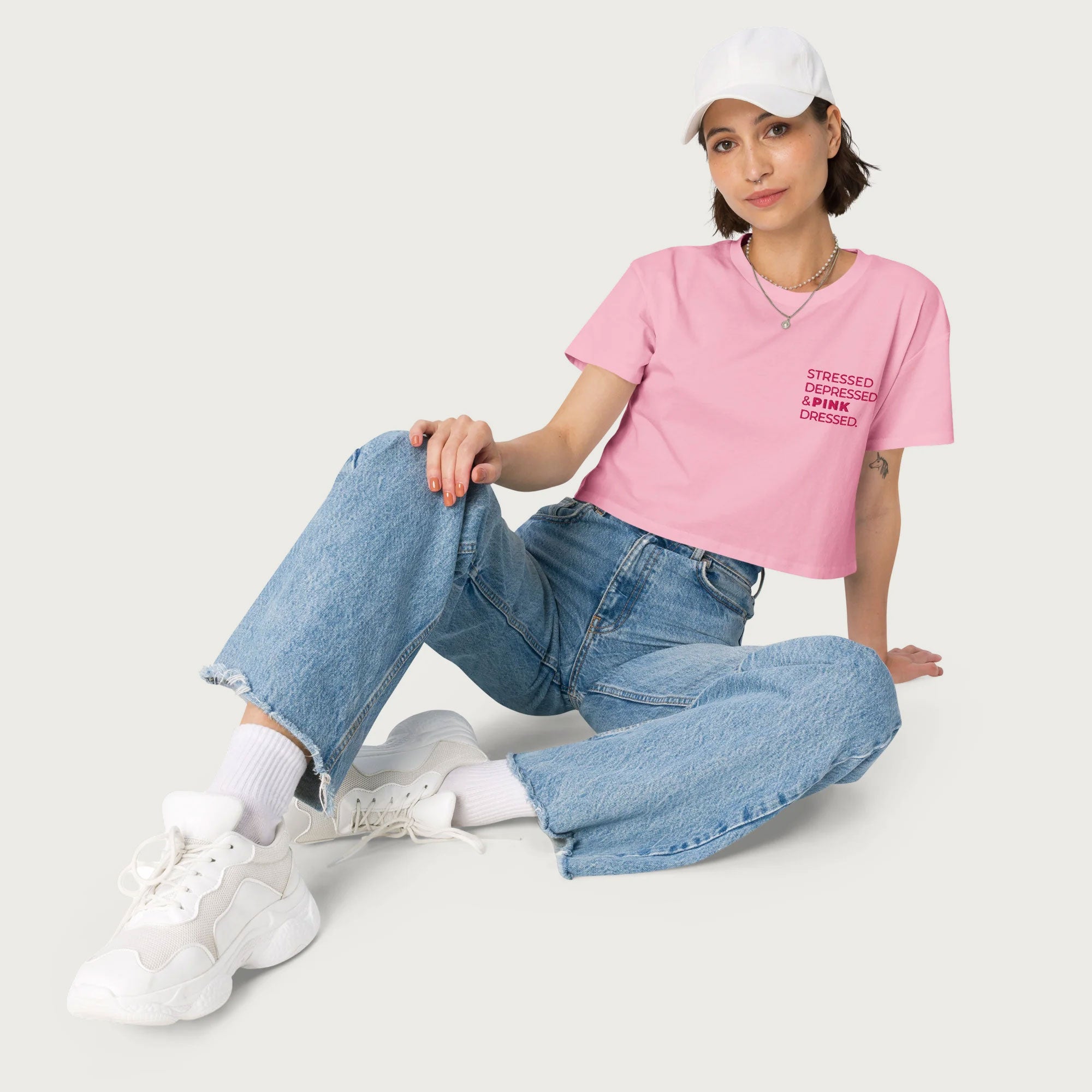 Stressed, Depressed & Black Dressed - All Pink - Crop top da donna
