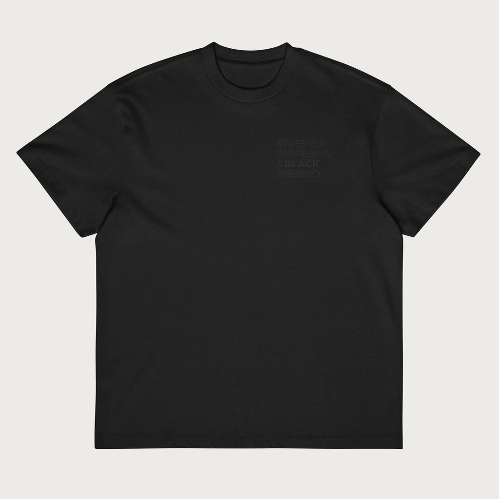 Stressed, Depressed & Black Dressed - All Black, Boxy T‑shirt - Uomo